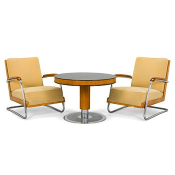 Pauli Blomstedt, a pair of 1930s armchairs and table for Merivaara Ltd.