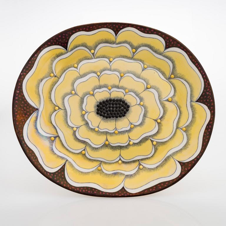 Birger Kaipiainen, a footed 'Florence´ ceramic dish, marked Birger Kaipiainen, Arabia Finland.