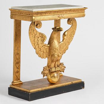 A Swedish Empire giltwood console table, early 19th century.
