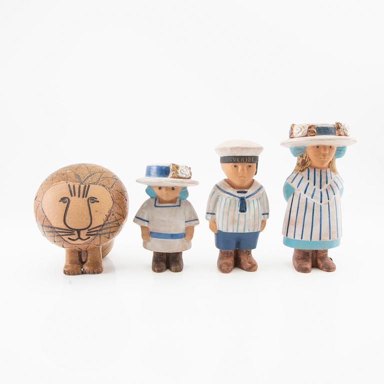 Lisa Larson, figurines 4 pcs Gustavsberg glazed stoneware.