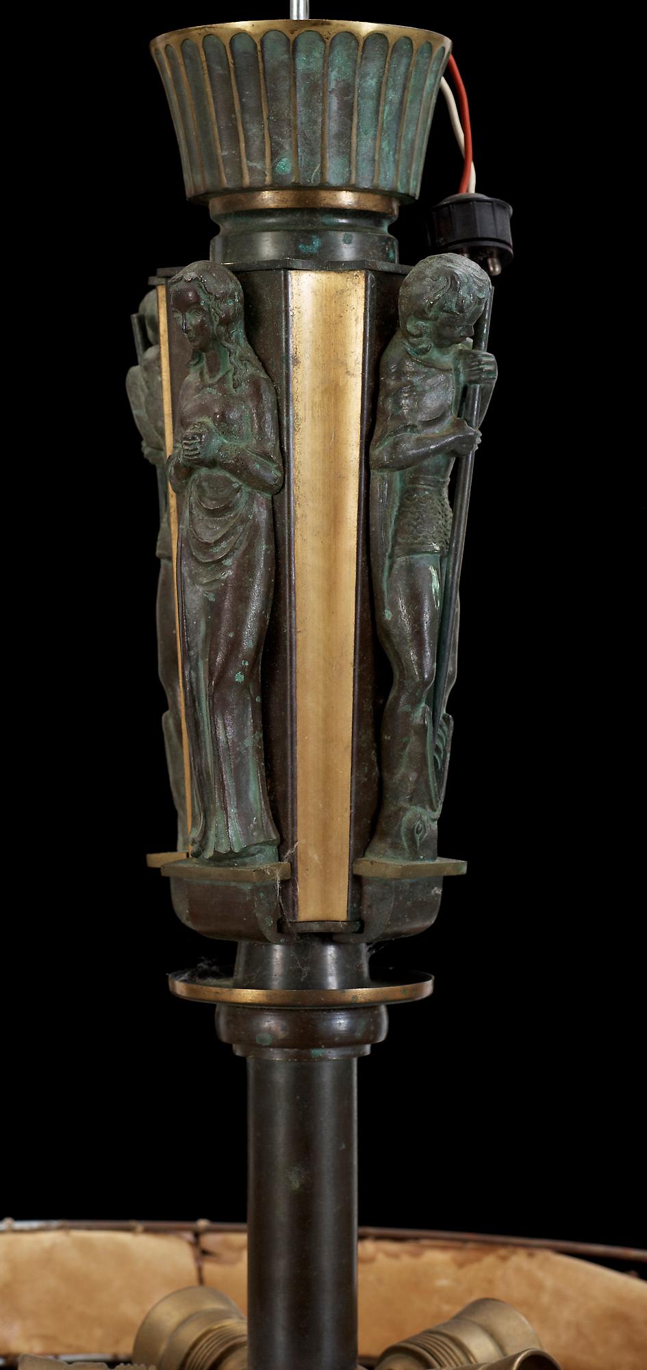 TAKLAMPA, sannolikt Ystad Metall, art déco, 1920/30-tal. Höjd ca 50 cm.
