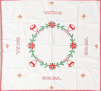 A collection of Christmas tablecloths 12 pcs first half/mid 20th century.