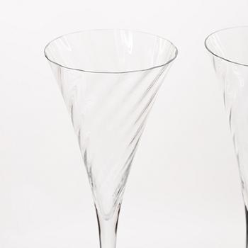 Gunnar Cyrén, Eight champagne glasses, 'Helena', Orrefors, Sweden.