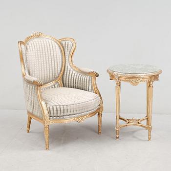 BERGERE SAMT BORD, Louis XVI-stil,  Mobilia, Malmö. 1900-talets första hälft.