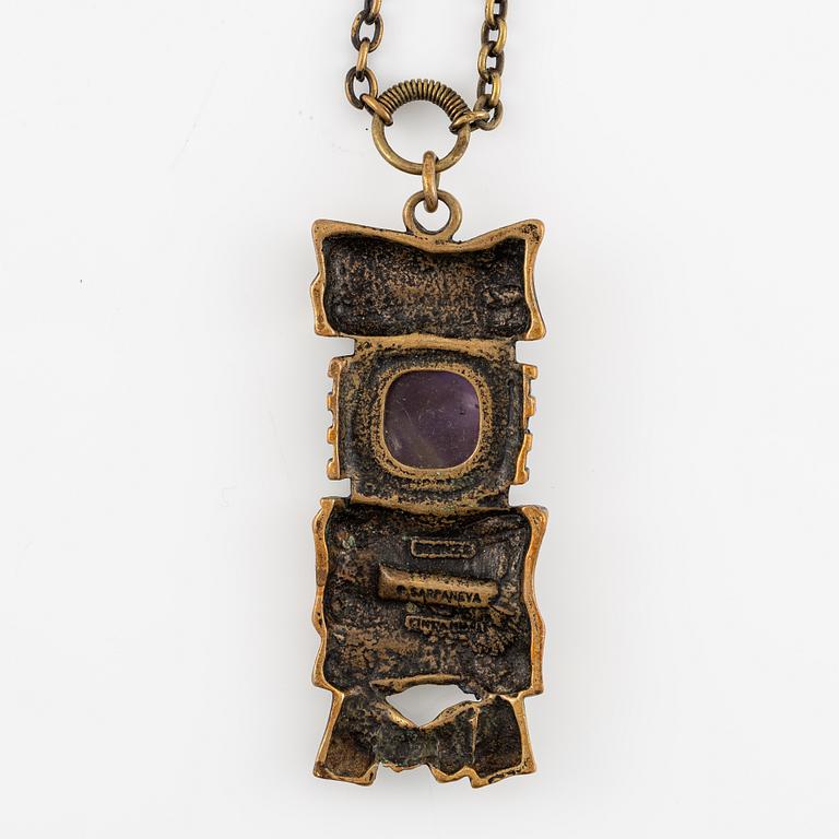 Pentti Sarpaneva, collier och armband, brons med ametist.