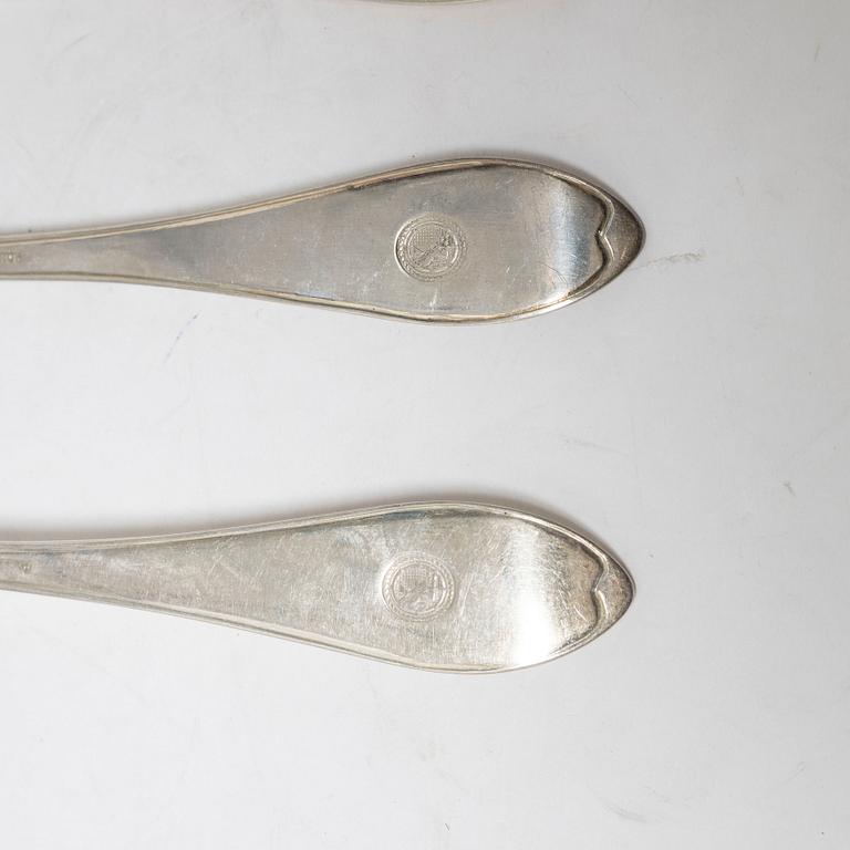 Carl Magnus Ryberg, matgafflar, 6 st, silver, gammalsvensk modell, Stockholm 1818.