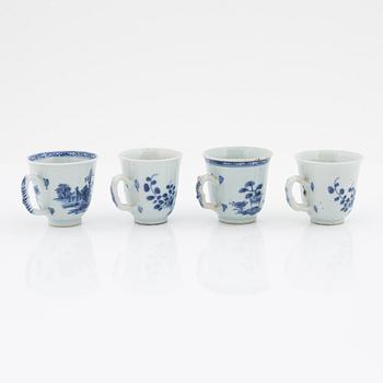 A set of 11 odd Chinese Export cups, Qing dynasty, 18th Century.