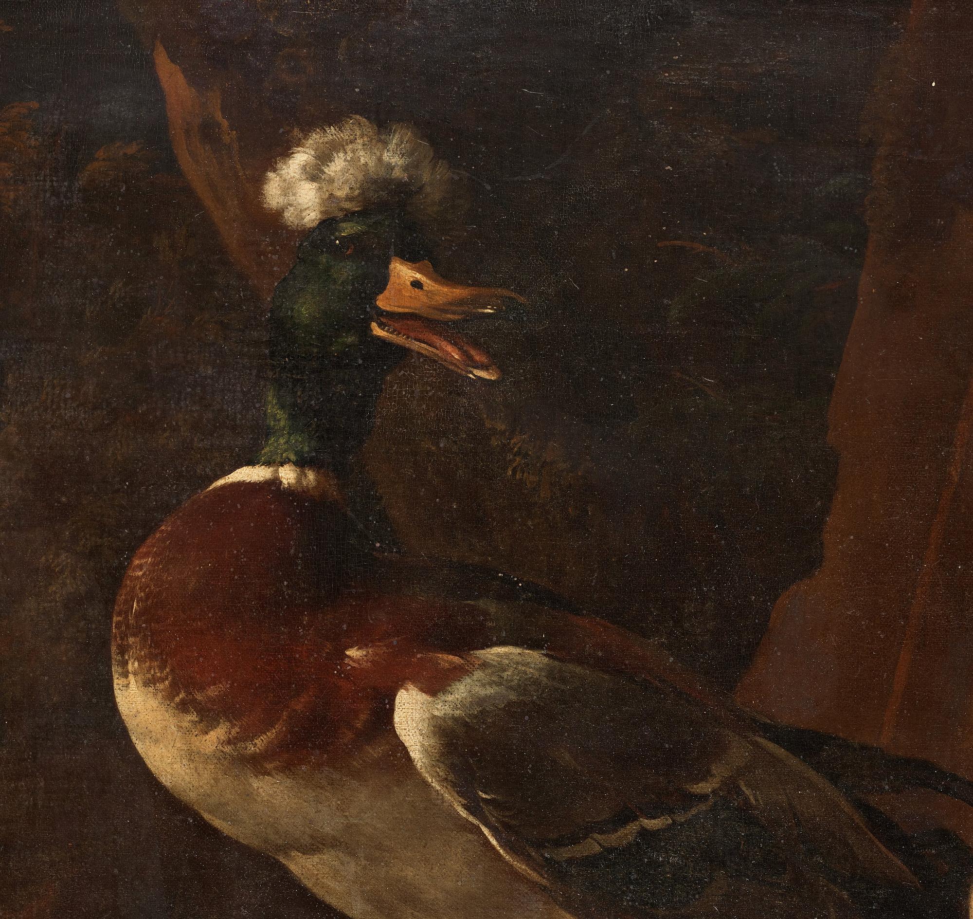 Melchior de Hondecoeter Tillskriven, Andfamilj vid vattenbryn.