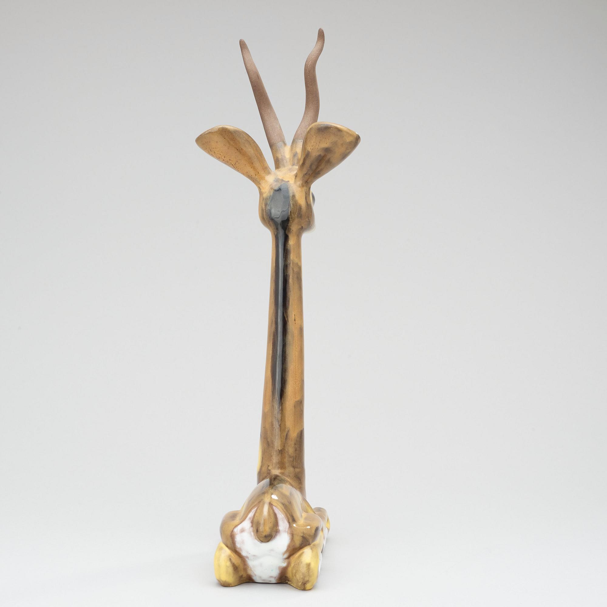 A Vicke Lindstrand stoneware figure of a gazelle, Upsala-Ekeby, 1948-60.