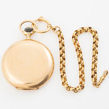 IWC, pocket watch, hunter, 14K gold, 52 mm.