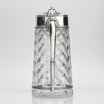 A  flamboyant and unusual large silver and cut-glass decanter by Wilhelm Bolin, Moscow 1912-1917, W.A. Bolin.