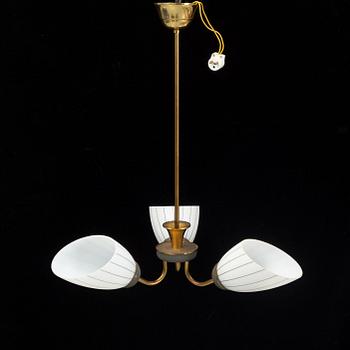A brass ceiling lamp, mid 20th century.
