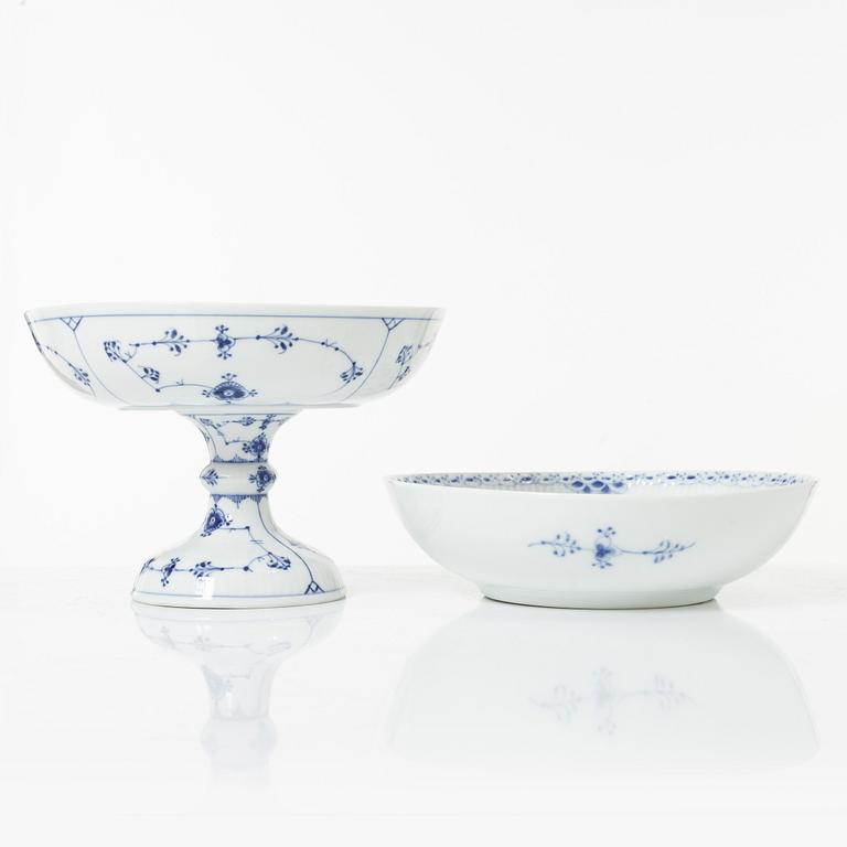 Royal Copenhagen, dinner and coffee service, 81 pcs, Blue Fluted, Full and Half Lace.