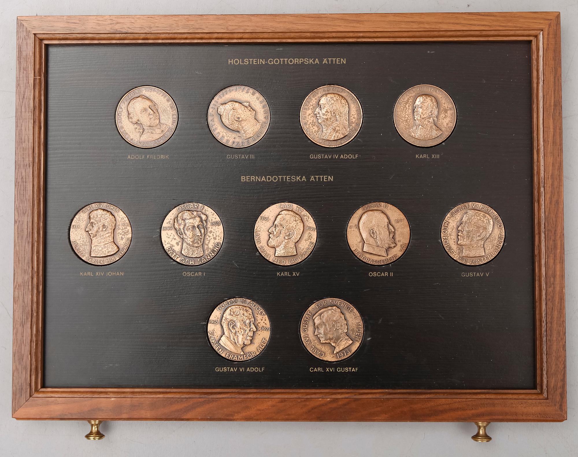MEDALJSERIE, 60 st, brons, Sveriges regenter, Sporrong. 1900-talets andra hälft.