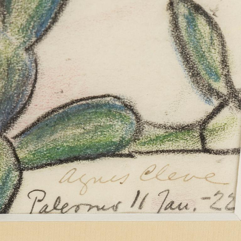 AGNES CLEVE, pastel, signed A. Cleve and dated Palermo 11 Jan -22.