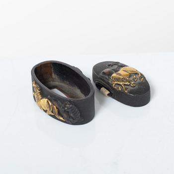 Fuchi and kashira, pair, Meiji, unsigned.