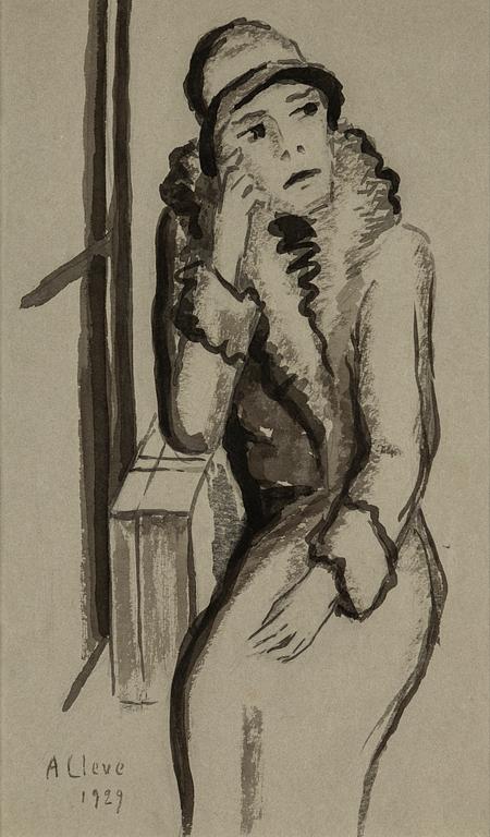 AGNES CLEVE, ink on paper. Signed A Cleve and dated 1929.