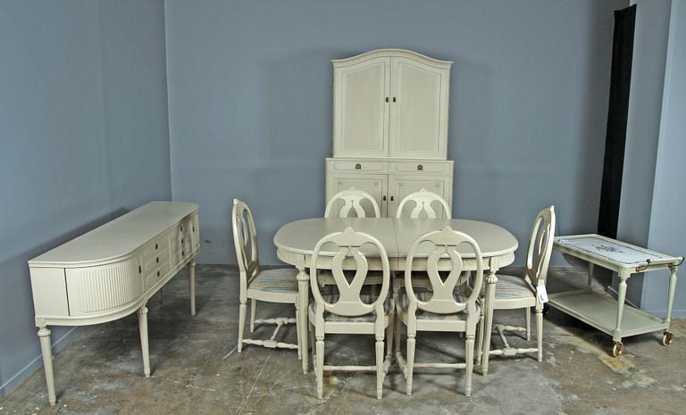 MATSALSMÖBLEMANG, 10 delar, gustaviansk stil, 1900-talets mitt.