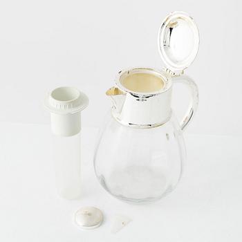 A glass and metal lemonade carafe / cocktail decanter, 20th century.