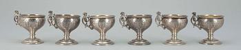 PUNSCHBÄGARE, 6 st, silver, Österike-Ungern 1866-1922. Tot. vikt ca 313 g.