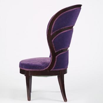 Uno Åhrén, a Swedish Grace black lacquered "Lady's armchair", Mobilia AB, Malmö ca 1925.