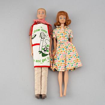 A set of four 1960's Mattel Barbie dolls with accessories.
