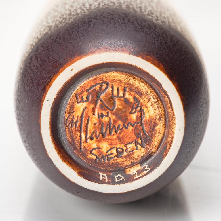 Carl-Harry Stålhane, a unique stoneware vase, Rörstrand, Sweden 1963.