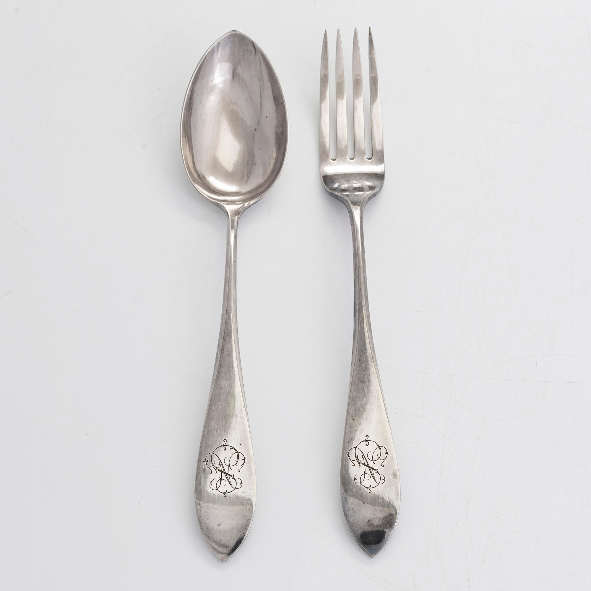 Serveringsbestick, 2 st, silver, Warszawa, Polen 1931-63.