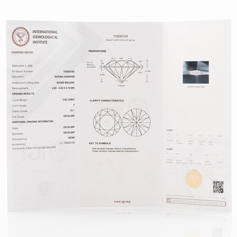 Earrings, single-stone earrings in 18K white gold with brilliant-cut diamonds, accompanied by IGI report.