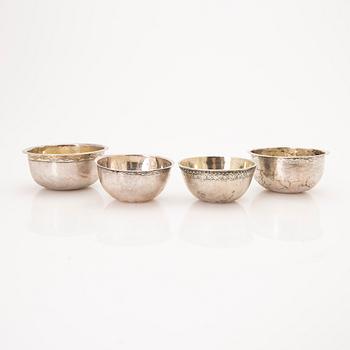 Four beakers, silver, Kristianstad, 18th/19th century.