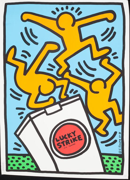 KEITH HARING, efter, "Lucky Strike", tryckt av Albin Uldry Switzerland, signerad och daterad i trycket -87.