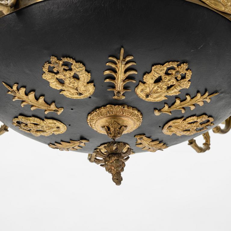 An Empire style ceiling lamp, around 1900.