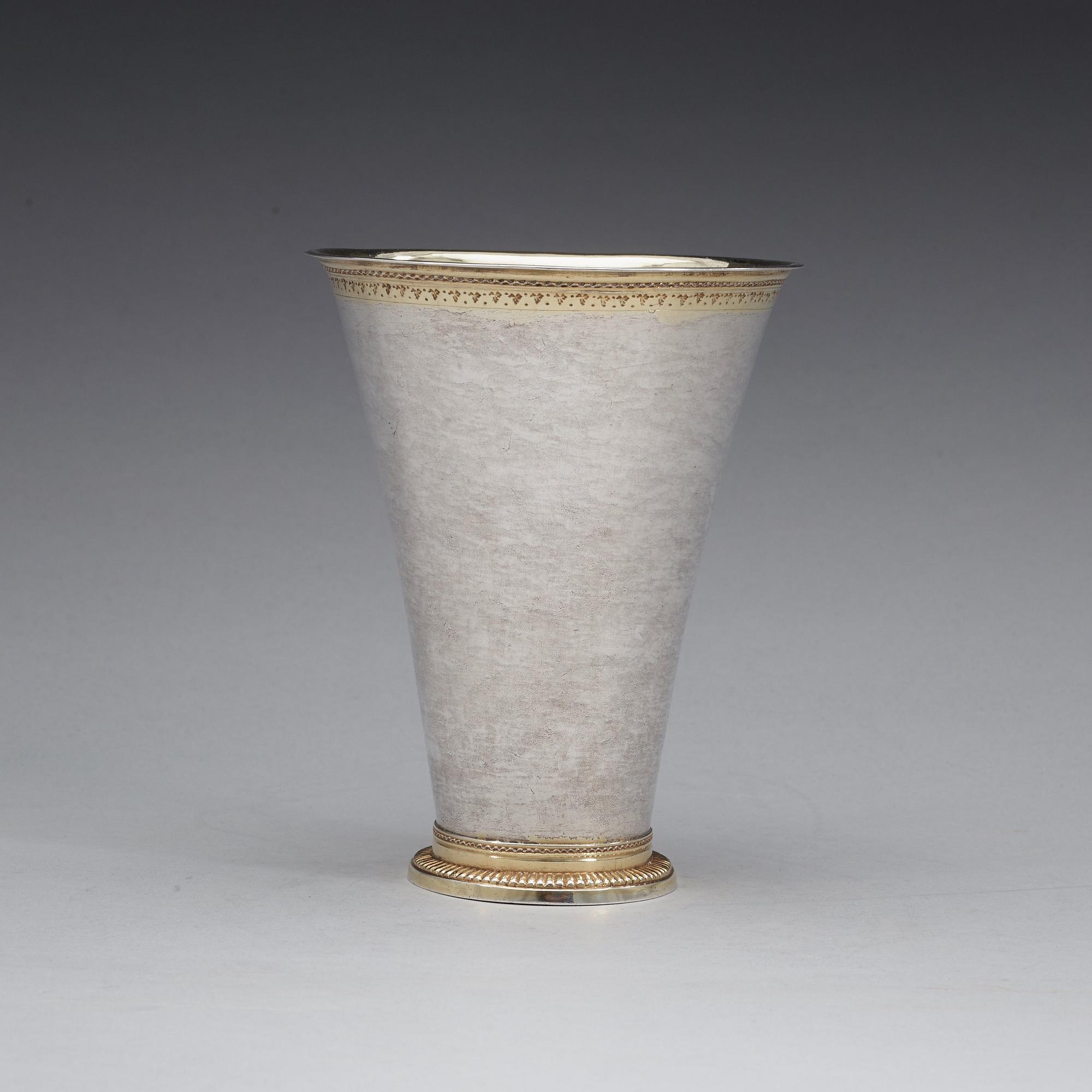 A Swedish 18th century parcel-gilt beaker, marks of Jacob Lundbom, Askersund (1750-1753).