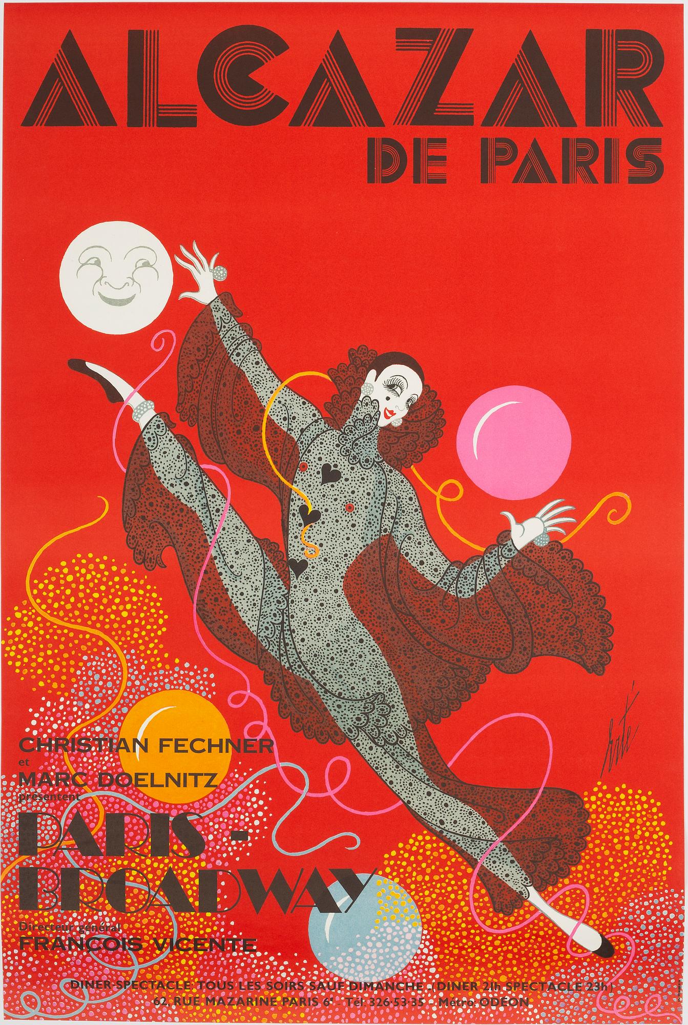 ERTÉ, a vintage poster,  'Alcazar de Paris', Ets St Martin Imp, Paris, France, circa 1970.