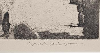 AXEL OLSON, färgetsning. Signerad, ea.