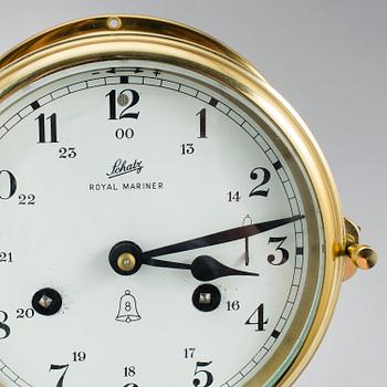 A brass wall clock, Schatz, Royal Mariner, second half of the 20th century.