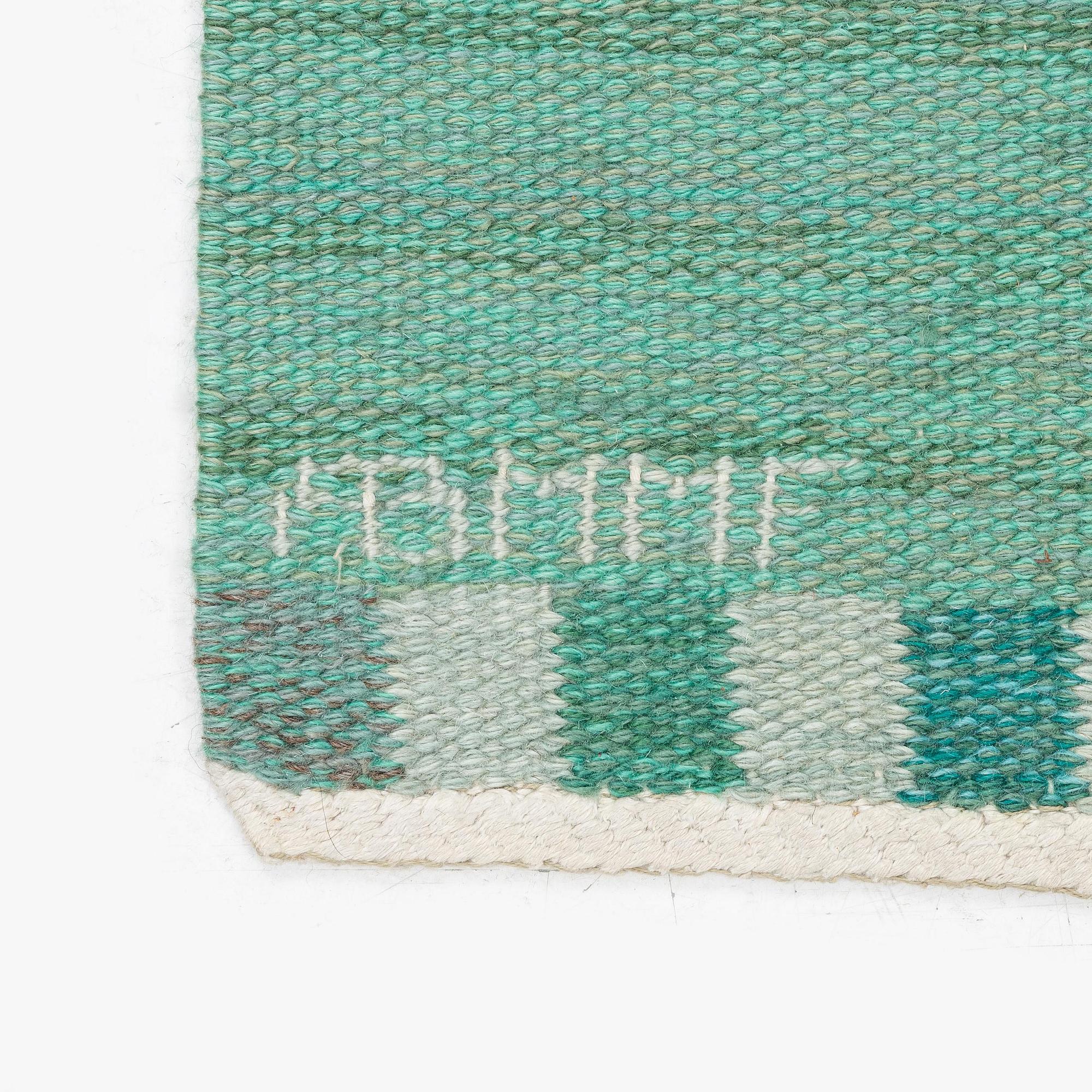 Marianne Richter, a carpet "Muren grön", flat weave, c 185 x 120,5 cm, signed AB MMF MR.