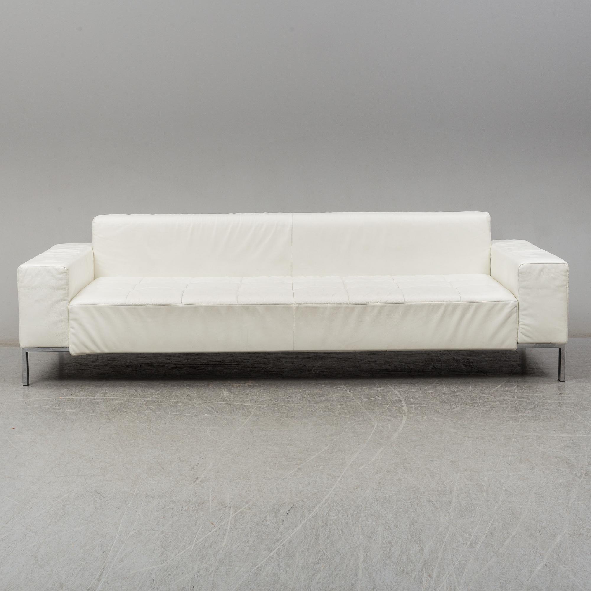 EMAF PROGETTI, an 'Alfa' leather covered sofa from Zanotta, Italy.