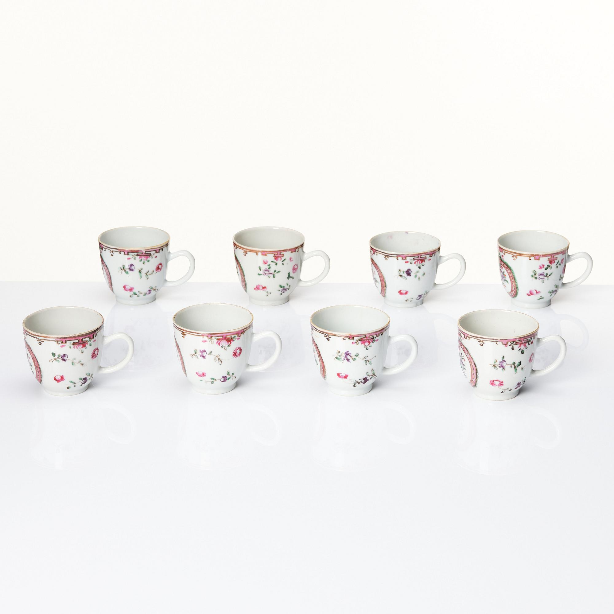 A famille rose tea service, Qing dynasty, Qianlong (1736-95). (18 pieces).