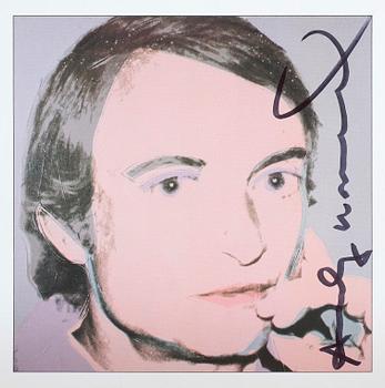 Andy Warhol · ANDY WARHOL, bookplate, boksida, Porträtt av Roy Lichtenstein, sign.