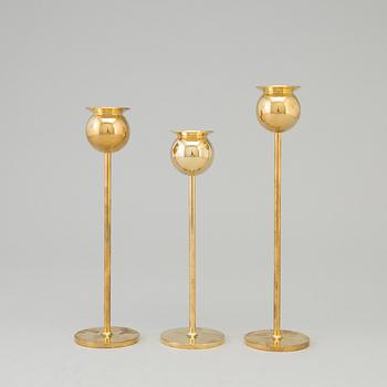 Three second half of the 20th century  candlesticks by Pierre Forssell for SKultuna Bruk.
