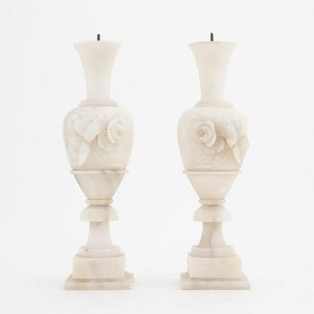 A pair alabaster ornaments, 20th Century.