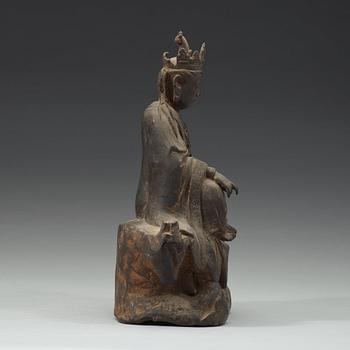 SITTANDE GUANYIN,  kopparlegering. Möjligen Mingdynastin, (1368-1644).