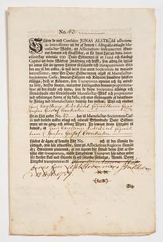 Aktiebrev, Ahlingsåhs Manufaktur Werk (Manufactur-Societet), No 43, 1728.