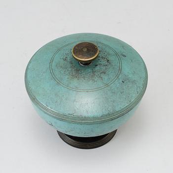 NILS FOUGSTEDT, An early 20th century patinated bronze bowl with cover by Nils Fougstedt.