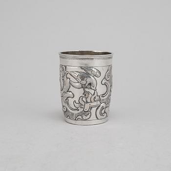 A Russian 18th century silver beaker AND an 18th century silver beaker, unmarked.