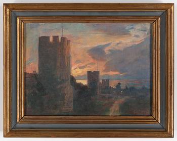 HERMAN HÄGG, olja på pannå. Signerad.