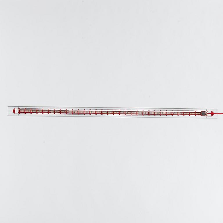 Sebastian Hepting, a 'Tubular Red Diffusor Red Cable' ceiling lamp, Ingo Maurer, Germany.