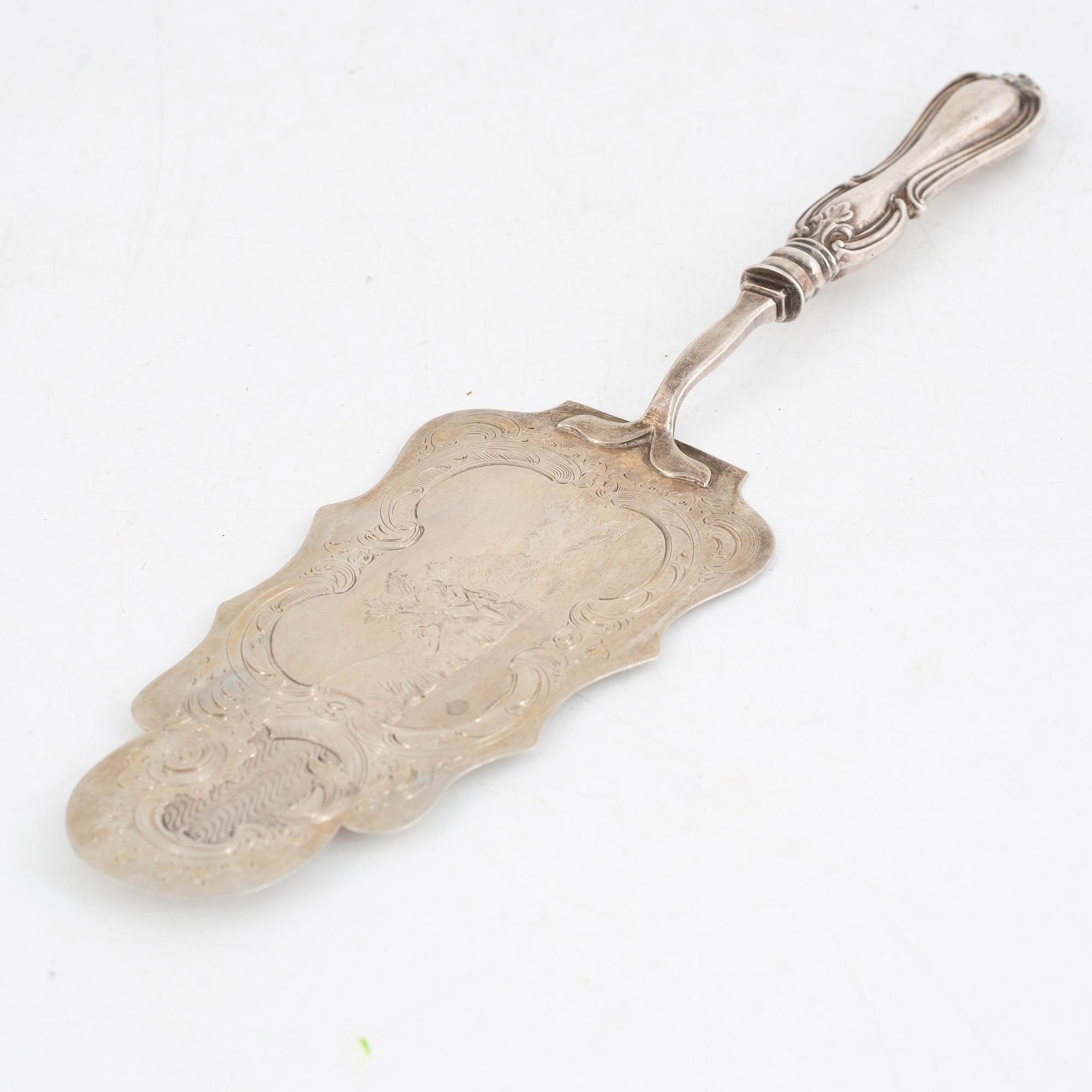 Christopher Creutz, tårtspade, silver, nyrokoko, Stockholm 1861.