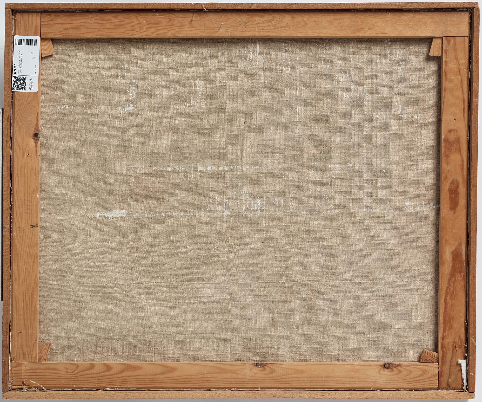 Philip von Schantz, oil on canvas, signed, executed 1960.